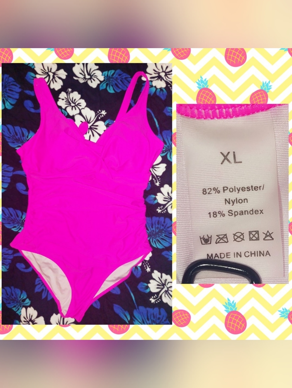 Unknown brand Neon Hot Pink Soft Knit 1 Piece Swimsuit Sz XL